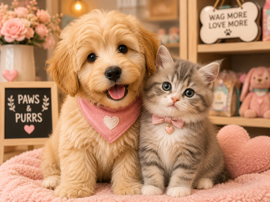 Happy dog and cat